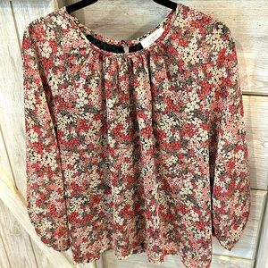 Loft pink floral blouse